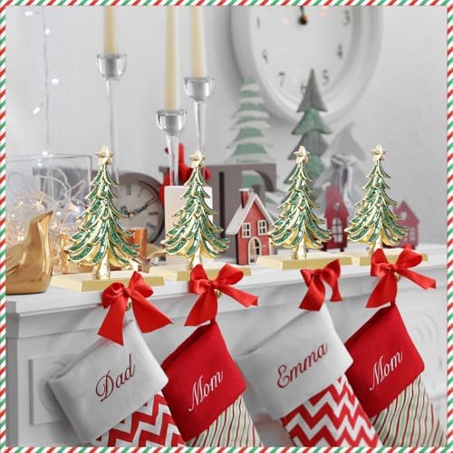 Christmas Stocking Holders for Mantle Set of 4 Green Xmas Tree - Image 7