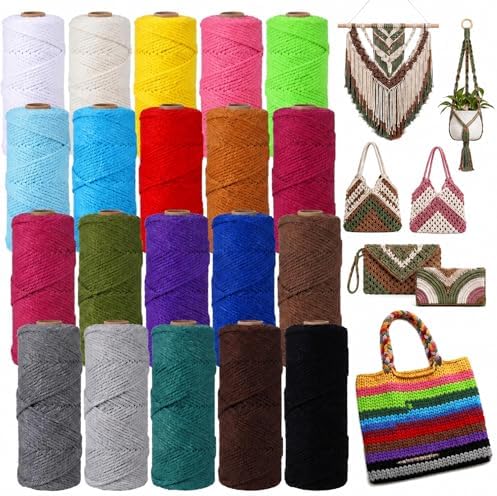 Timgle 20 Rolls Macrame Cord 3 mm X 875 Yards, Candy Colors by Timgle