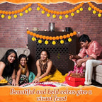 Riceshoot 3 Pcs Marigold Garland 4.6 ft for Day of The Dead Decor, Orange - Image 6