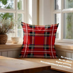 Batmerry Tartan Plaid Throw Pillow Covers, Royal Stewart Tartan Classic Red Scottish Plaid Decorative Pillow Covers Digital Printing Blended for Couch Sofa Bed Invisible Zipper 24X24 in(Set of 2) - Image 4
