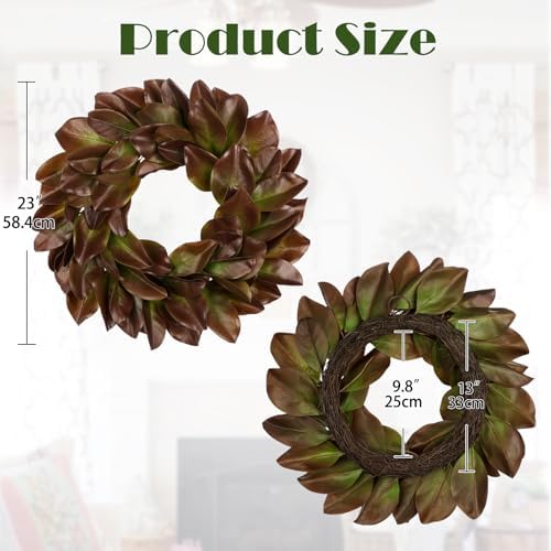 Briful 23in Christmas Magnolia Leaf Wreath for Front Door - Image 2