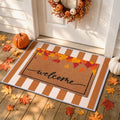 2 Pcs Fall Maple Leaves Welcome Doormats Autumn Outdoor Rug Striped Layering Porch Mats Non Slip Thanksgiving Entryway Shoe Scraper Washable Front Door Carpet Farmhouse Decorations 24x32 Inch by Unknown