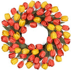 24" Tulip Fall Wreath for Front Door Real Touch Fade-Resistant by MDSTBN