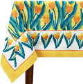 72x190 Inches Rectangle Hand Block Printed Cotton Tablecloth, Yellow Blue Floral Table Cloths Washable, Indian Table Linen For Halloween Christmas Outdoor Thanksgiving Gifts Home Decor Dinning Outdoor by HomeSpunCrafts