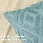 Pallene Fall Light Teal Faux Fur Throw Pillow Covers 20x20 Set of 2 - Image 2