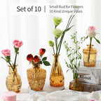 Amber Glass Bud Vases Set of 10, Small Flower Vases Wedding Decor - Image 6