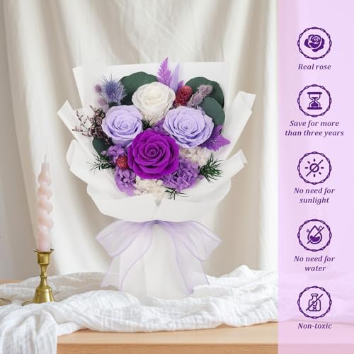 Flowers for Delivery Prime Preserved Real Roses Bouquet Save 3-5 Years - Image 4