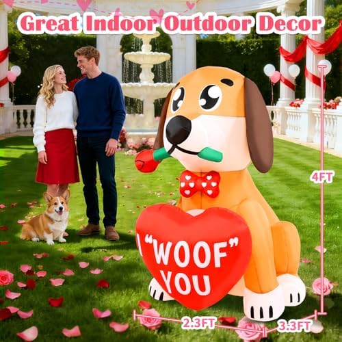 Valentine Inflatables Outdoor Decorations 4FT Dog Blow Up Yard Decor - Image 3