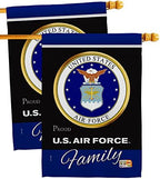 Air Force Proudly Family House Flag - 2 pcs Pack Armed Forces USAF United State American Military Veteran Retire Official - Decoration Banner Small Garden Yard Gift Double-Sided Made in USA 28 X 40 by Breeze+Decor