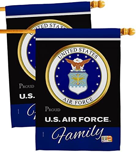 Air Force Proudly Family House Flag - 2 pcs Pack Armed Forces USAF United State American Military Veteran Retire Official - Decoration Banner Small Garden Yard Gift Double-Sided Made in USA 28 X 40 by Breeze+Decor