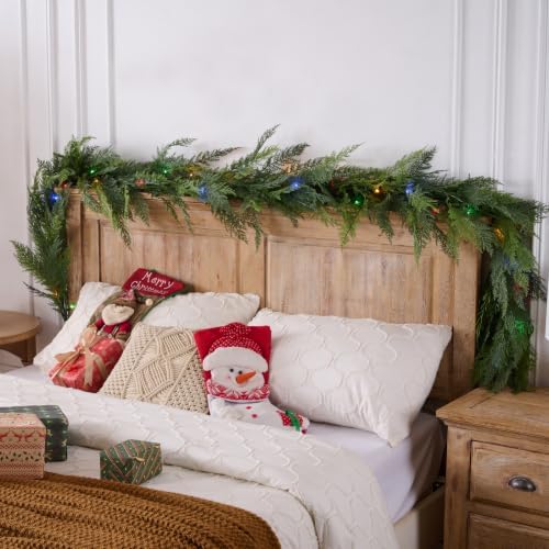 6 FT 2Pcs Prelit Realistic Faux Pine Cedar Garland for Christmas Decor Home - Image 6