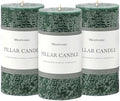 3x6 Inch Dark Green Pillar Candles Set of 3 - Hand-Poured Unscented Candles, Long Clean Burning, Dusty Sage Candle, Smokeless Dripless Candle for Dinner Table, Wedding, Home, Rustic Decor by MiraScents