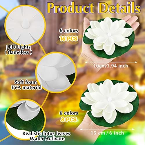 Liliful LED Floating Lotus Lantern,Diwali Pool Pond Decor,Color,3.94, 5.91" - Image 2