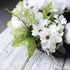 Floroom Floral Wreath, Artificial White Peony Wreath, 15"-16" Front Door Decorations Wall Decor - Image 6
