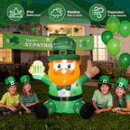 6FT St. Patricks Day Inflatables Outdoor Decorations, Blow Up Sit Down Leprechaun Holds Beer Cup,Wearing Shamrock Hat,Built-in LED Lights,St Patricks Day Décor for Irish Outdoor Garden Yard Holiday - Image 5