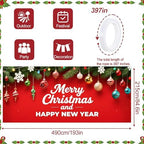 16x7Ft Dual Holiday Garage Door Banner - Happy New Year on Red Background with Ornaments Large Backdrop cover,Outdoor/Indoor Decor for Party Home - Image 4