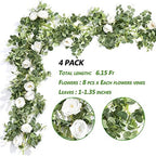 Der Rose 4Pcs 6.5FT Artificial Flower Eucalyptus Garland Wedding Decor - Image 2