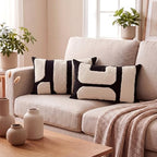 Oudain Tufted Pillow,Modern Style,Black,White,12 X 20 Inch - Image 3