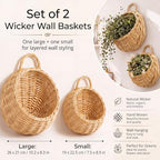 Chumia 2 Pack Wicker Wall Hanging Baskets for Plants, 14" and 8" - Image 5