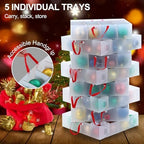 Portable Waterproof Christmas Decoration Ball Storage Box - Stores 128 Ornaments, 3-inch Balls, 8 Independent Layered Trays, Foldable for Easy Access - Image 4