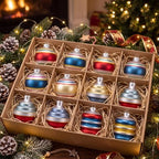 12 Pcs Vintage Glass Christmas Ornament Reflector Decor, Delicate - Image 6