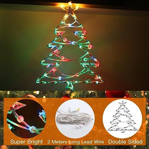 2 Pack Christmas Window Lighted Decorations,Christmas Window Silhouette Lights,Double Side Sign Lamp for Holiday Indoor Wall Door Glass Decorations,Polaris,Tree - Image 4