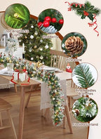 Christmas Garland with Lights, 9Ft Prelit Garland, 8 Light Modes & Timer - Image 2