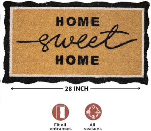 Folkulture Home Sweet Home Door Mat, Scalloped Doormat Outdoor - 16" x 28" - Image 4