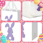 Wesnoy 48 Pcs Easter Gift Bag with Handle Bulk Non Woven Bunny Bags Reusable Easter Spring Bunny Tote Bag Rabbit Candy Basket Container for Gift Wrapping Egg Hunt Party Favor, 11.4 x 10.6 x 4.7 Inch - Image 3