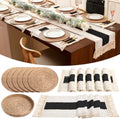Boho Table Runner and Placemats Set, 6 Sets, Black A, 12x72 by Gandeer