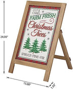 Glitzhome Decorative A-Frame Free Standing Sign - Wood Christmas Tree Sign Welcome Sign for Rustic Hanging Decor, 24'H - Image 2