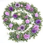 Waipfaru 8.85Ft Flower Garland, Eucalyptus Greenery Garland with Flowers, Rose Floral Vines for Wedding Table Runner Spring Summer Backdrop Decor (Purple) by Waipfaru