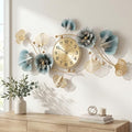 47" 3D Ginkgo Leaf Metal Wall Clock for Home Wall Decor by Axioglo