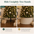 Inside Out Home 27in Christmas Tree Collar, 4-Piece Woven Holiday Tree Skirt, Protects Tree Base from Pets, White Xmas Decoration - Image 6