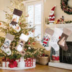 LUBOT 6 Pack Christmas Stockings 20" Set of 6 3D Towel Embroidery Sequin Mix Large Family Xmas Stocking Set Gifts Rustic Farmhouse Stocking Fireplace Hanging Holiday Decor - Image 4