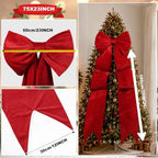 Large Velvet Bow 75x23 Inch Oversized Christmas Tree Topper (Red) - Image 3