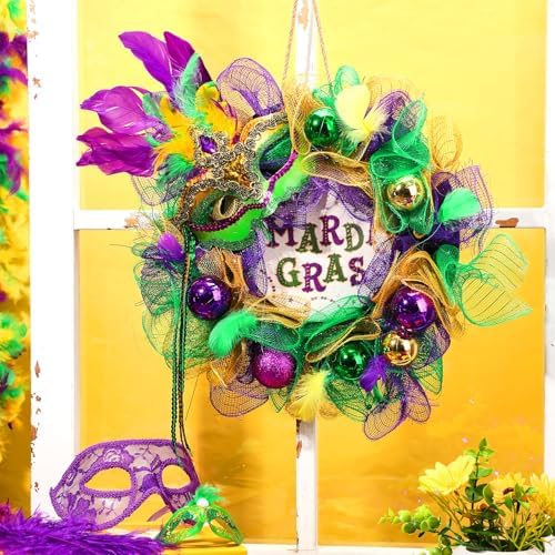 16in Winter Snowflake Wreath for Front Door, Mesh Decor,Carnival,13 Inch - Image 6