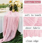 16 Pack Light Pink Cheesecloth Table Runner 20 x 120 inch Gauze Table Runners 10 FT Long,Semi Sheer Boho Cheese Cloth Fabric Table Runner Bulk for Wedding,Party,Baby Shower,Bridal Shower Decoration - Image 3
