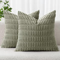 MIULEE Euro Sham Corduroy Decorative Throw Pillow Covers 24x24 Light Olive by MIULEE
