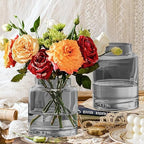 KOIUEYW 9 Inch Tall Vases for Flowers, Large Glass Vase for Centerpieces, Clear Glasses Home Decor Modern Jarrones Decorativos for Wedding Living Room Dining Table (Gray) - Image 4