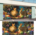 Easter Bunnies and Eggs Garage Door Banner 7x16FT, Cute Bunnies and Colorful Eggs Outdoor Spring Holiday Decoration for Yard and Garage - Image 6