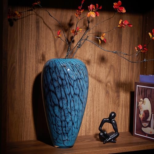 Hand Blown Glass Vase, 13.7 Inch Large Colored Decorative Vase for Home Decor, Ideal for Living Room, Dining Table, Office, Fireplace Mantel, Shelf Display & Wedding Centerpieces - Image 5