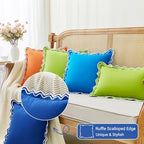 JOJOGOGO Navy Blue Scalloped Outdoor Throw Pillow Covers 18x18 Set of 2 - Image 4