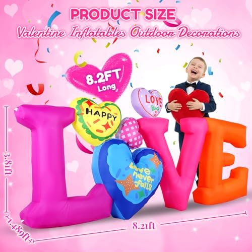 8.2FT Long Valentines Day Inflatables Outdoor Decorations - Blow up Valentine's Day Love Letters Yard Decor, Built-in LED Lights Romantic Holiday Decoration for Wedding Lawn Garden Party - Image 4