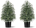 Grooy 2FT Artificial Cedar Topiary Trees, 2 Pack Fake Shrubs with Pot by FEELTHENEWWORLD