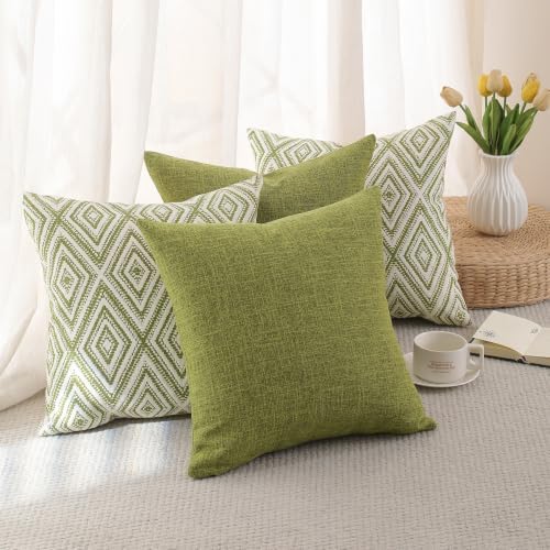 HPUK Throw Pillow Covers 18x18, 4 Pack, Green Textured Couch Pillow Covers - Image 3