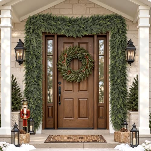 4PCS 6FT Christmas Cedar Garland, Real Touch Soft Greenery Mantel Decor - Image 7