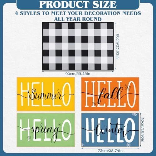Drydiet 5 Pcs Seasonal Doormat Combo Set, Fall Winter Spring Summer,Classic - Image 3