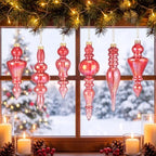 Soaoo 6 Pcs 6.3 in Iridescence Red Mercury Glass Finial Christmas Ornaments - Image 4