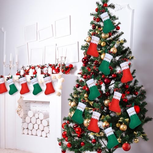 Skylety 72 Pieces Red and Green Christmas Stockings Bulk, 4 x 7 Inch - Image 5